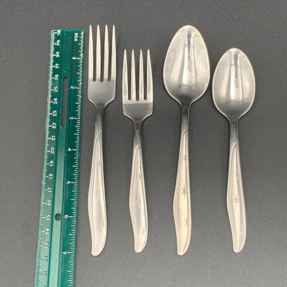 Marcrest Flatware Atomic Starburst MCM Set Dinner Salad Fork Tea Serving Spoon - Picture 3 of 5